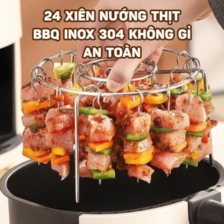 Combo 24 Xiên Nướng Thịt BBQ Inox 304 Không Gỉ Xiên Thịt Nướng Nồi Chiên Không Dầu, Tháo Rời Tiện Lợi NGÓI HOME - XTN01