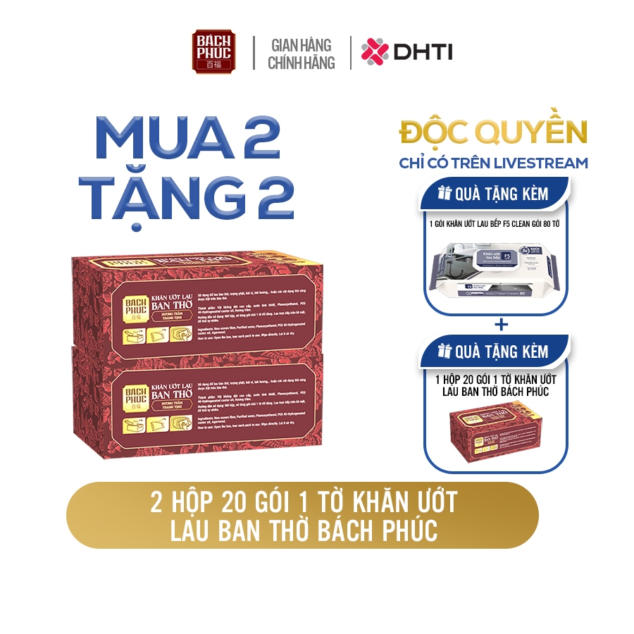 Ảnh -Khăn lau ban thờ Bách Phúc, hộp 20 gói khăn ướt bao sái lau ban thờ mùi hương trầm và hương quế 1