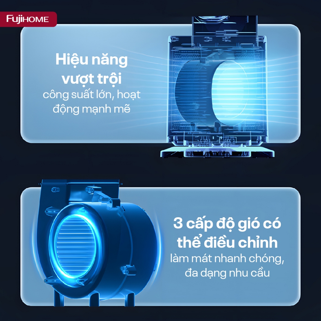 Quạt làm mát lọc không khí HEPA và Ion âm FUJIHOME BF-05R-HEPA, Quạt không cánh điều khiển từ xa