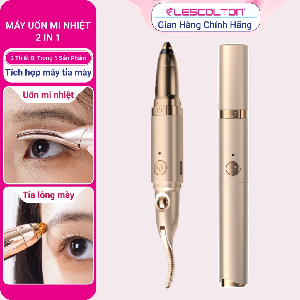 Ảnh Máy uốn mi nhiệt Lescolton phiên bản 2025 thiết kế 2 trong 1 làm dụng cụ uốn mi và chải mi để định hình mi đẹp hơn 1