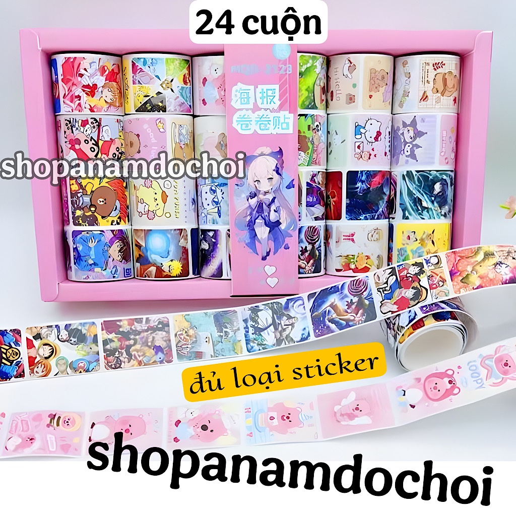 Khay 24 cuộn sticker loại tổng hợp nhiều mẫu | Shopee Việt Nam