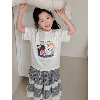 [B&G] Sét áo cotton+chân váy trắng dài tiểu thư cho bé gái từ 10-45kg(2-12 tuổi)