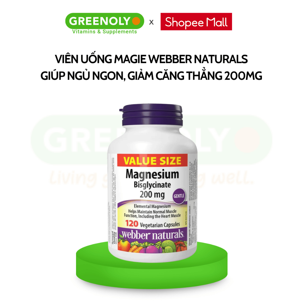 Ảnh Viên uống bổ sung Magiê Webber Naturals Magnesium Bisglycinate 200mg 1