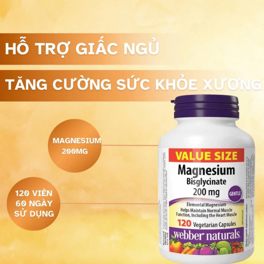 Ảnh Viên uống bổ sung Magiê Webber Naturals Magnesium Bisglycinate 200mg 4