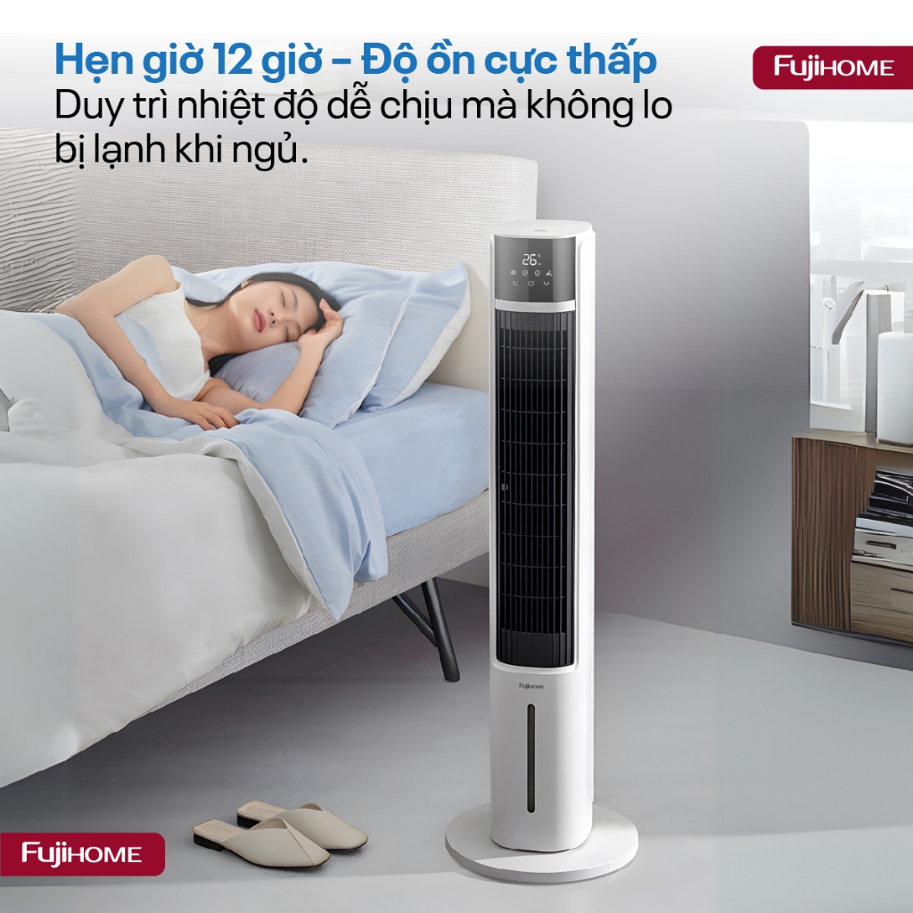 Quạt tháp làm mát bằng hơi nước nhập khẩu FUJIHOME, Quạt lọc không khí Ion âm điều khiển từ xa