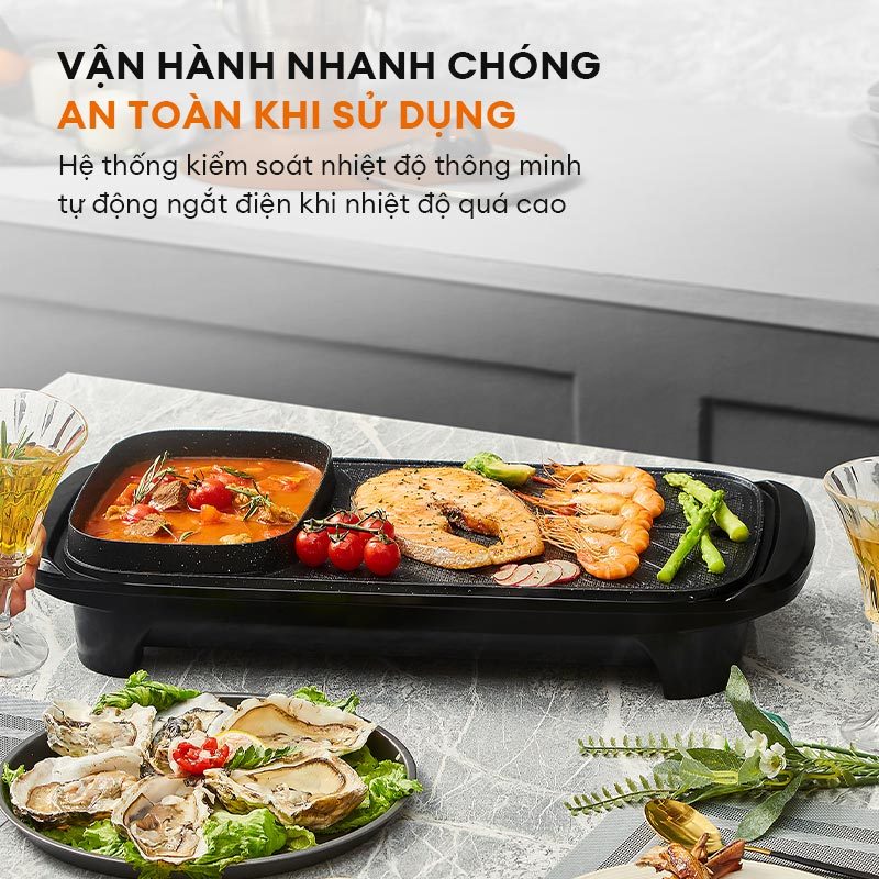 Ảnh Bếp nướng lẩu điện đa năng Gaabor EH-M01A nồi lẩu nướng đa năng dung tích 1.7L công suất 1300W 4