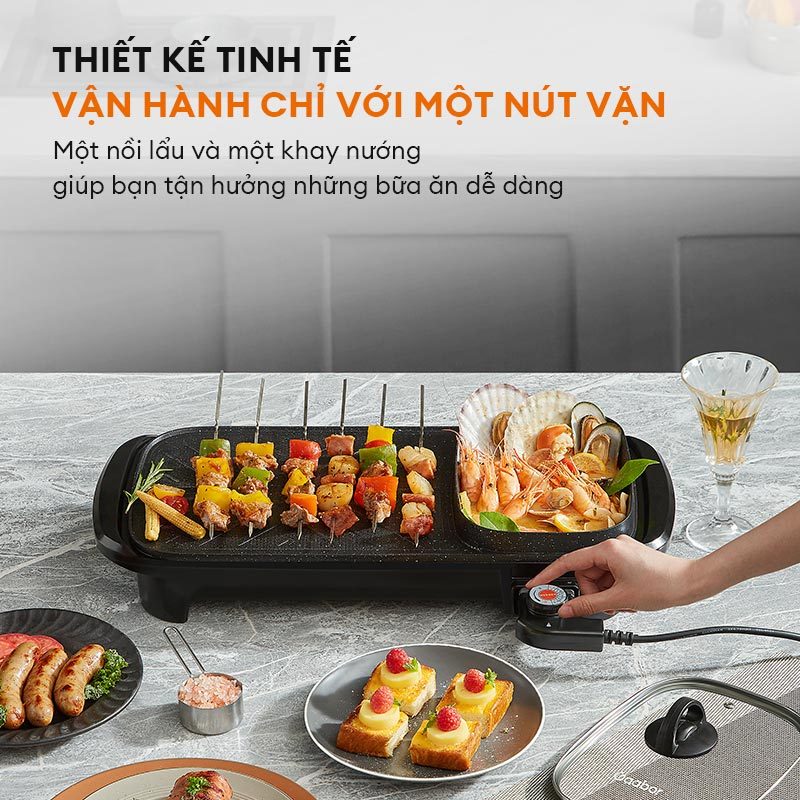 Ảnh Bếp nướng lẩu điện đa năng Gaabor EH-M01A nồi lẩu nướng đa năng dung tích 1.7L công suất 1300W 3