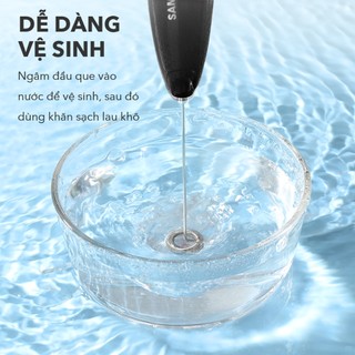 (BH 1 năm) Máy tạo bọt cà phê Samono SW-MFB11 đen, cầm tay không dây, dùng pin tiện lợi sử dụng máy đánh trứng đánh bọt
