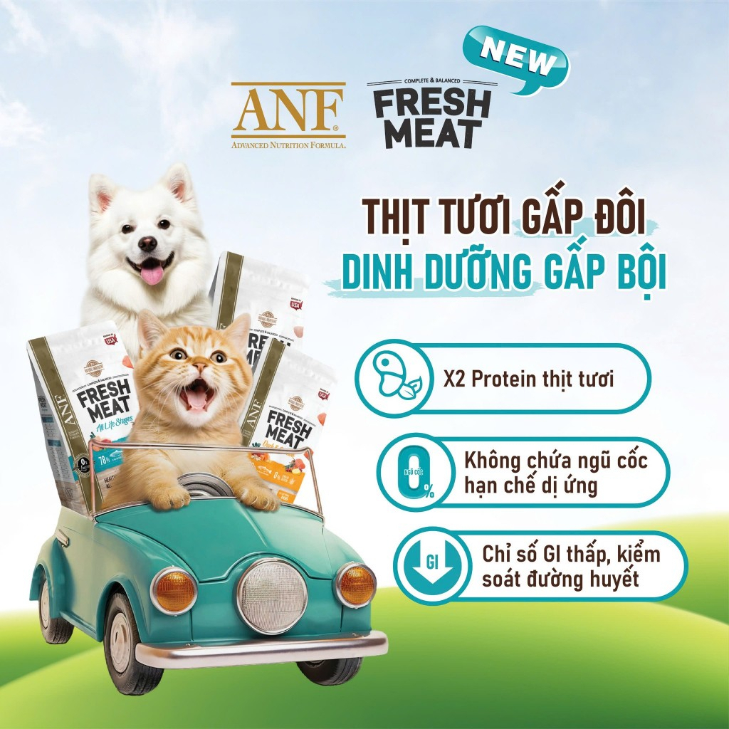 [1.6KG] ANF FRESH MEAT - Thức ăn hạt gấp đôi thịt tươi dành cho mèo & chó nhập khẩu Hàn Quốc
