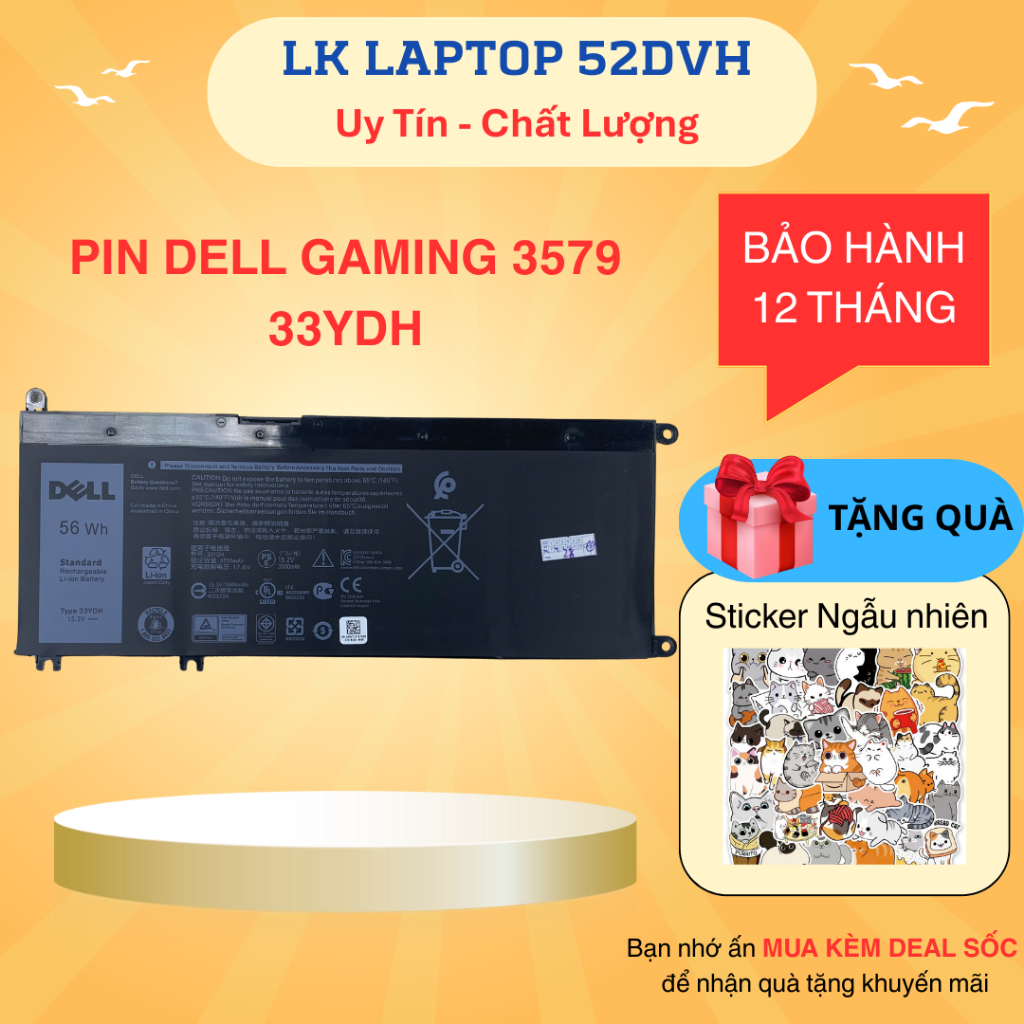 PIN DELL 7779 56WH 33YDH Dell Gaming Inspiron G3 3579 3779, G5 5587, G7 7353 7577 7588 7773 7577