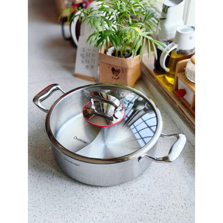 Nồi Lẩu Chia Ngăn Chockmen Kèm Nắp Dùng Tất Cả Bếp, Nồi 2 Ngăn Ăn Lẩu Inox Cao Cấp