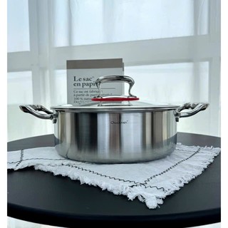 Nồi Lẩu Chia Ngăn Chockmen Kèm Nắp Dùng Tất Cả Bếp, Nồi 2 Ngăn Ăn Lẩu Inox Cao Cấp