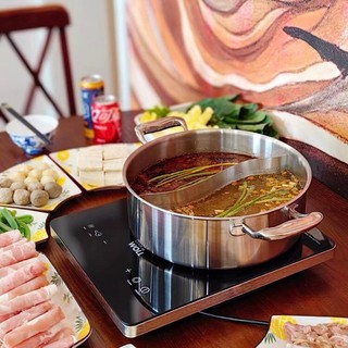 Nồi Lẩu Chia Ngăn Chockmen Kèm Nắp Dùng Tất Cả Bếp, Nồi 2 Ngăn Ăn Lẩu Inox Cao Cấp