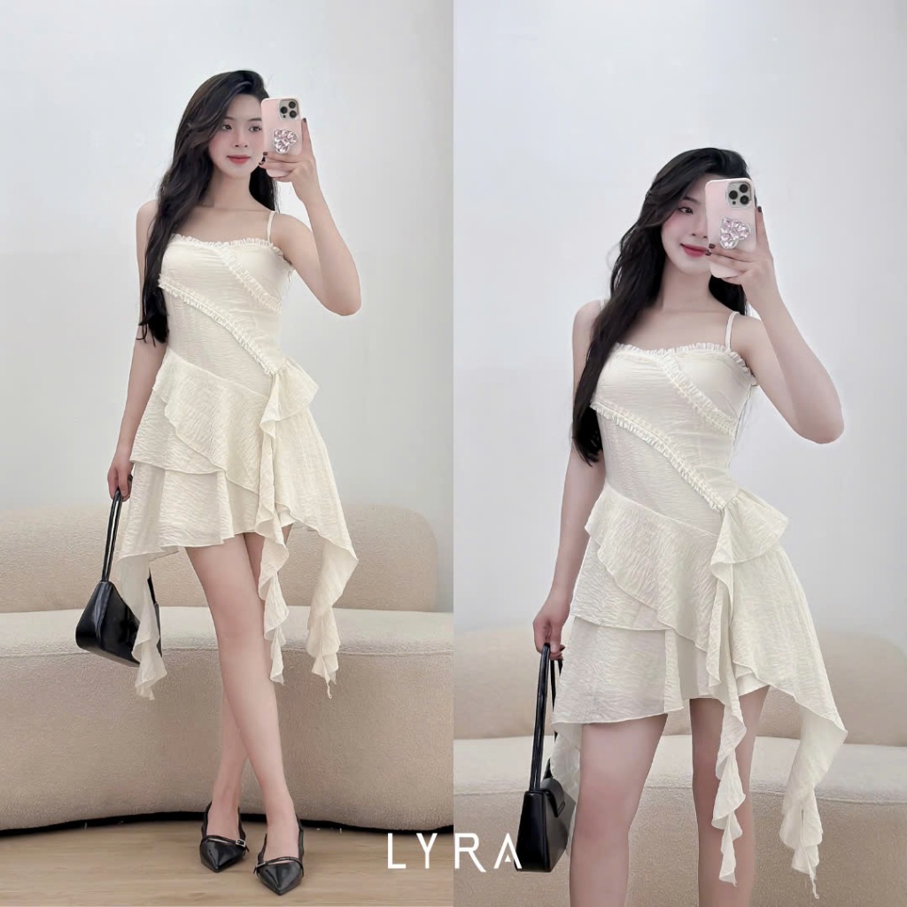 Ảnh LYRA - Váy 2 dây dáng ngắn tầng phối viền rua - CSYVD0142 1
