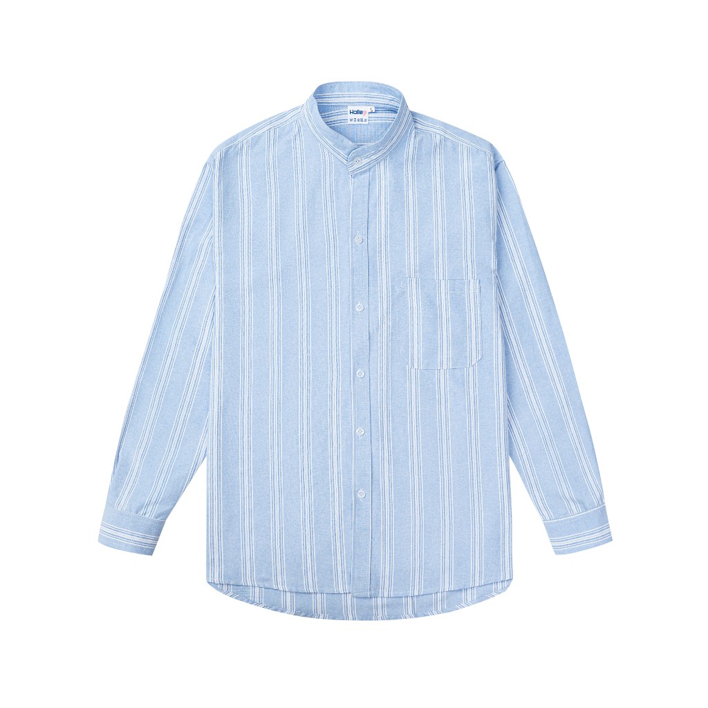 Áo Sơ Mi Nam Cổ Tàu Chất Oxford Dáng Rộng Cao Cấp Họa Tiết Kẻ Sọc Basic Halley A36
