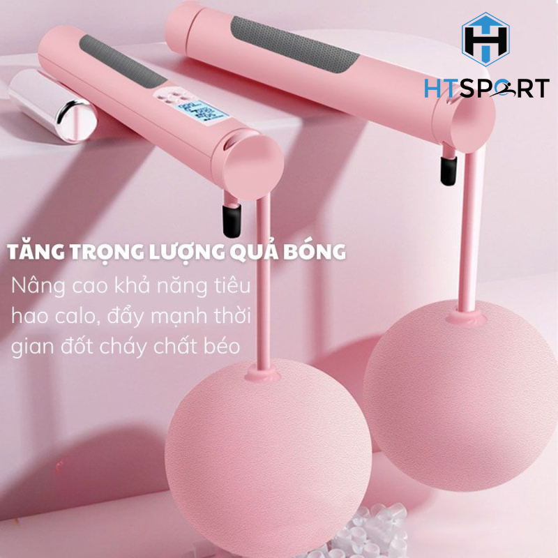Dây Nhảy Điện Tử Cán Trụ Cao Cấp Có Đếm Số Vòng, Dây Nhảy Không Dây Có Bóng Giảm Cân Luyện Thể Lực