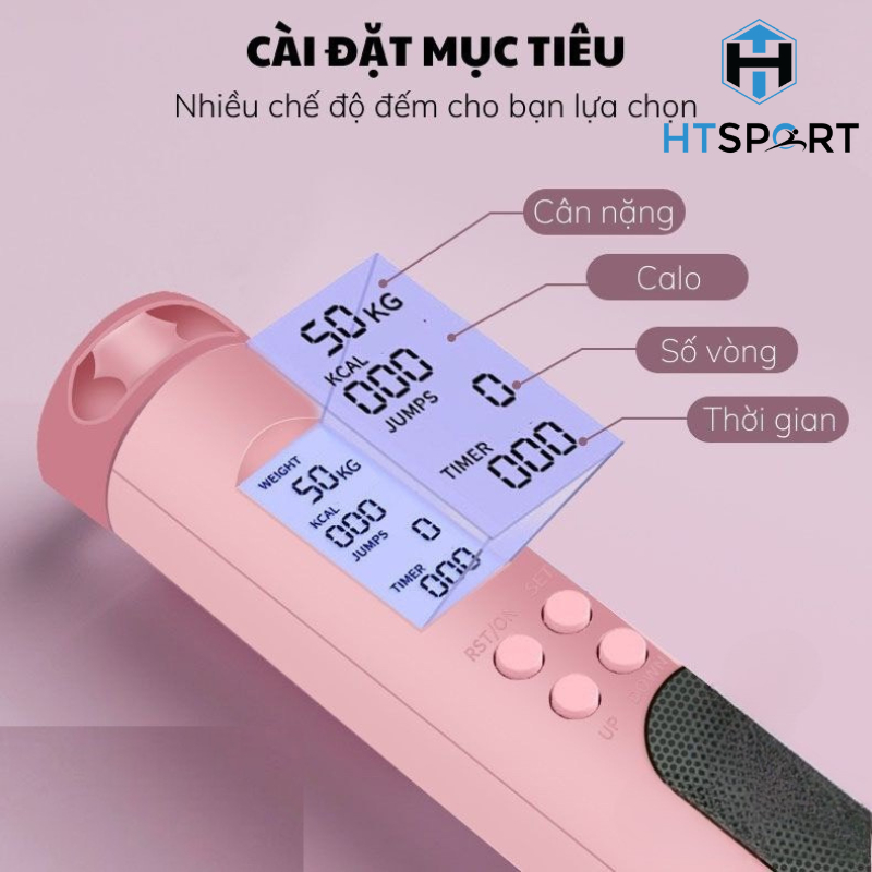 Dây Nhảy Điện Tử Cán Trụ Cao Cấp Có Đếm Số Vòng, Dây Nhảy Không Dây Có Bóng Giảm Cân Luyện Thể Lực