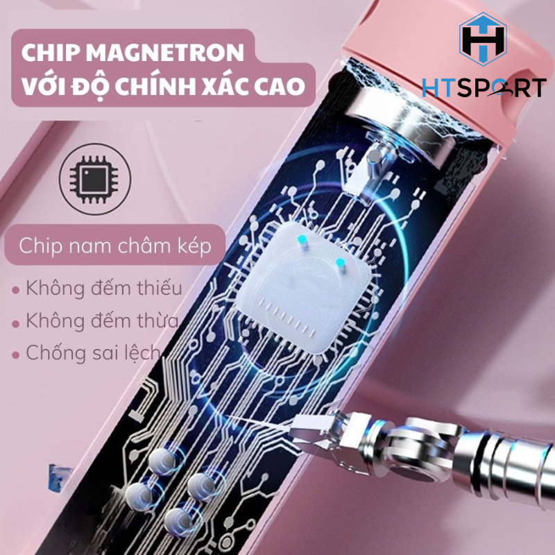 Dây Nhảy Điện Tử Cán Trụ Cao Cấp Có Đếm Số Vòng, Dây Nhảy Không Dây Có Bóng Giảm Cân Luyện Thể Lực