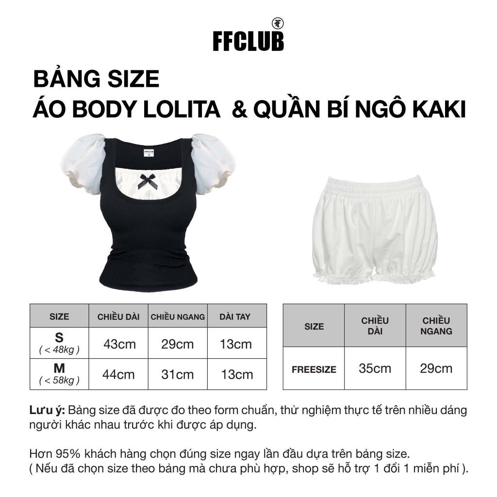 Áo body LOLI form ôm body tôn dáng Phong cách Coquette tay phồng bồng bềnh FFCLUB mix