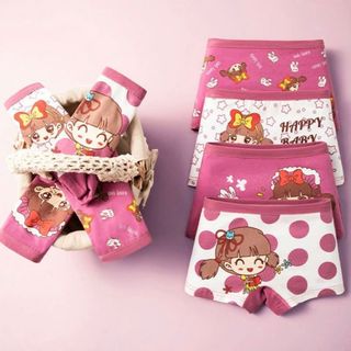 COMBO 4 Quần lót bé gái kiểu dáng năng động họa tiết cô bé xinh xắn chất cotton co giãn L8009 DEVARI