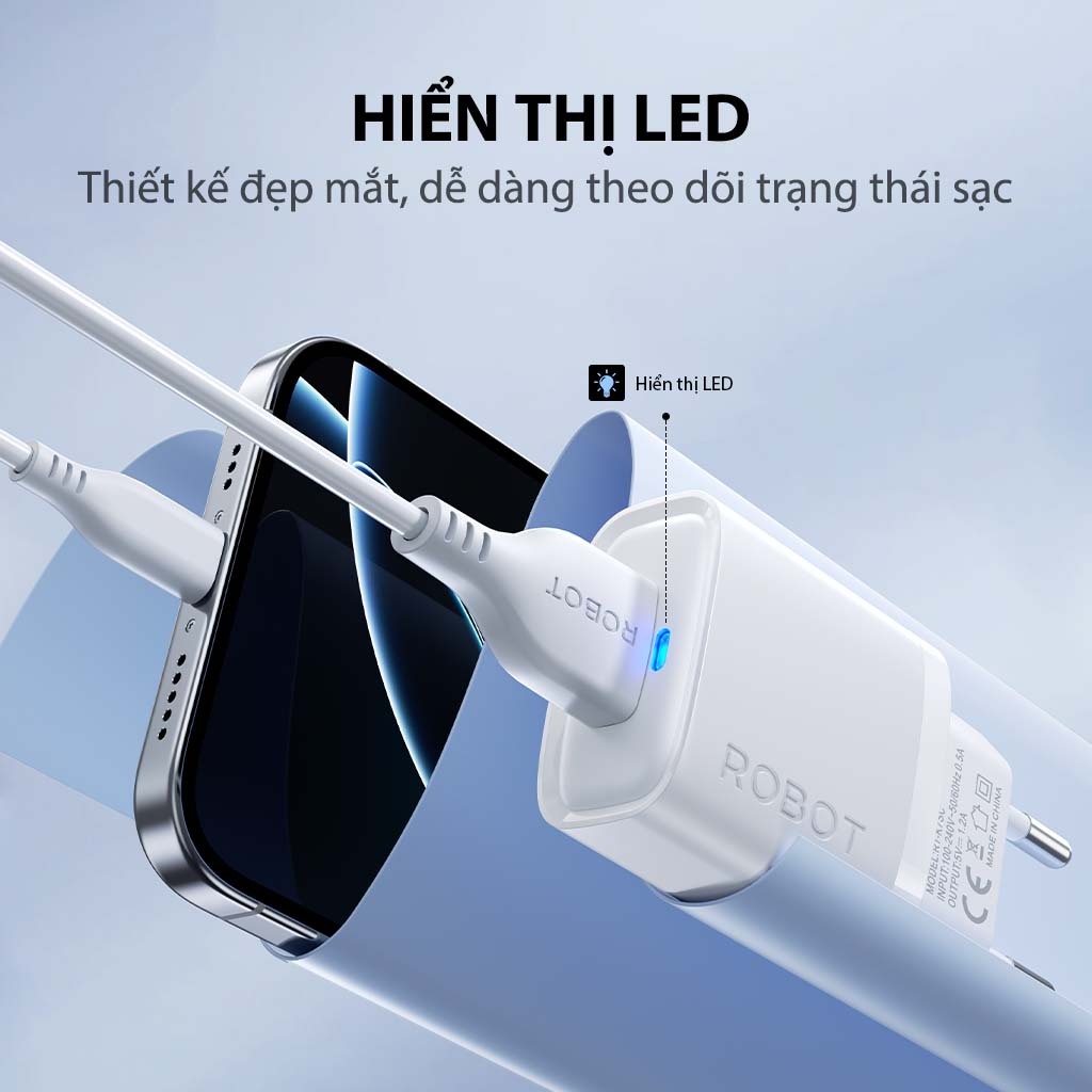 Ảnh Cốc Sạc Cổng USB Kèm Cáp Sạc Robot RT-K7S/ RT-K7SC Nguồn ra 5V / 1.2A Hiển Thị Led Dễ Dàng Theo Dõi Trạng Thái 4