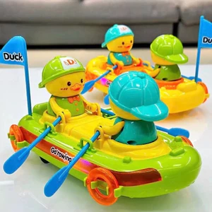 Đồ Chơi Con Vịt Chèo Thuyền Dễ Thương Có Đèn, Có Nhạc Cảm Biến Khi Gặp Chướng Ngại Vật