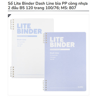 KLONG - Sổ Line còng nhựa 2 đầu Lite Binder B5 - Bìa nhựa PP 120 trang - MS 807