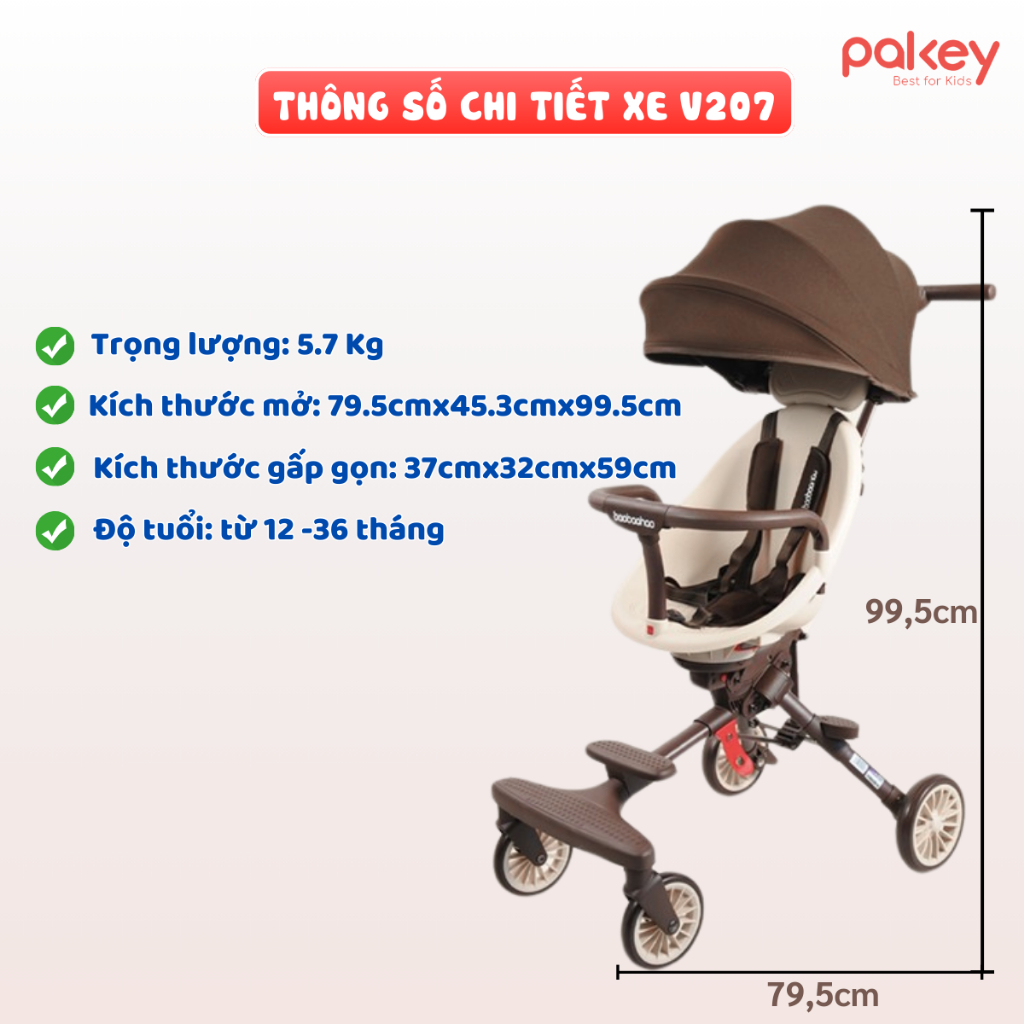 [HỎA TỐC] Xe Đẩy Baobaohao V207 Mẫu Mới Cải Tiến, Xe Đẩy Gấp Gọn Trọng Lượng Siêu Nhẹ Dễ Dàng Mang Đi Du Lịch