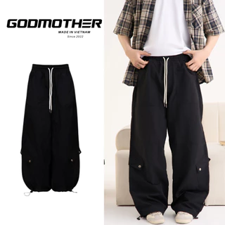 Quần Dù Parachute Ống Rộng Túi Hộp GODMOTHER Quần Jogger Unisex Dây Rút Form Rộng Năng Động Phá Cách