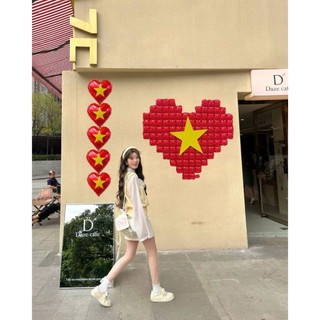 BÓNG TIM PHỒNG Ô VUÔNG ( TẶNG KÈM NGÔI SAO VÀNG )