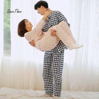 Đồ ngủ nam pijama vải Thô Nhật mặc nhà phong cách Nhật Bản, bộ áo ngủ nam caro (kèm ảnh cận vải) - Since Then
