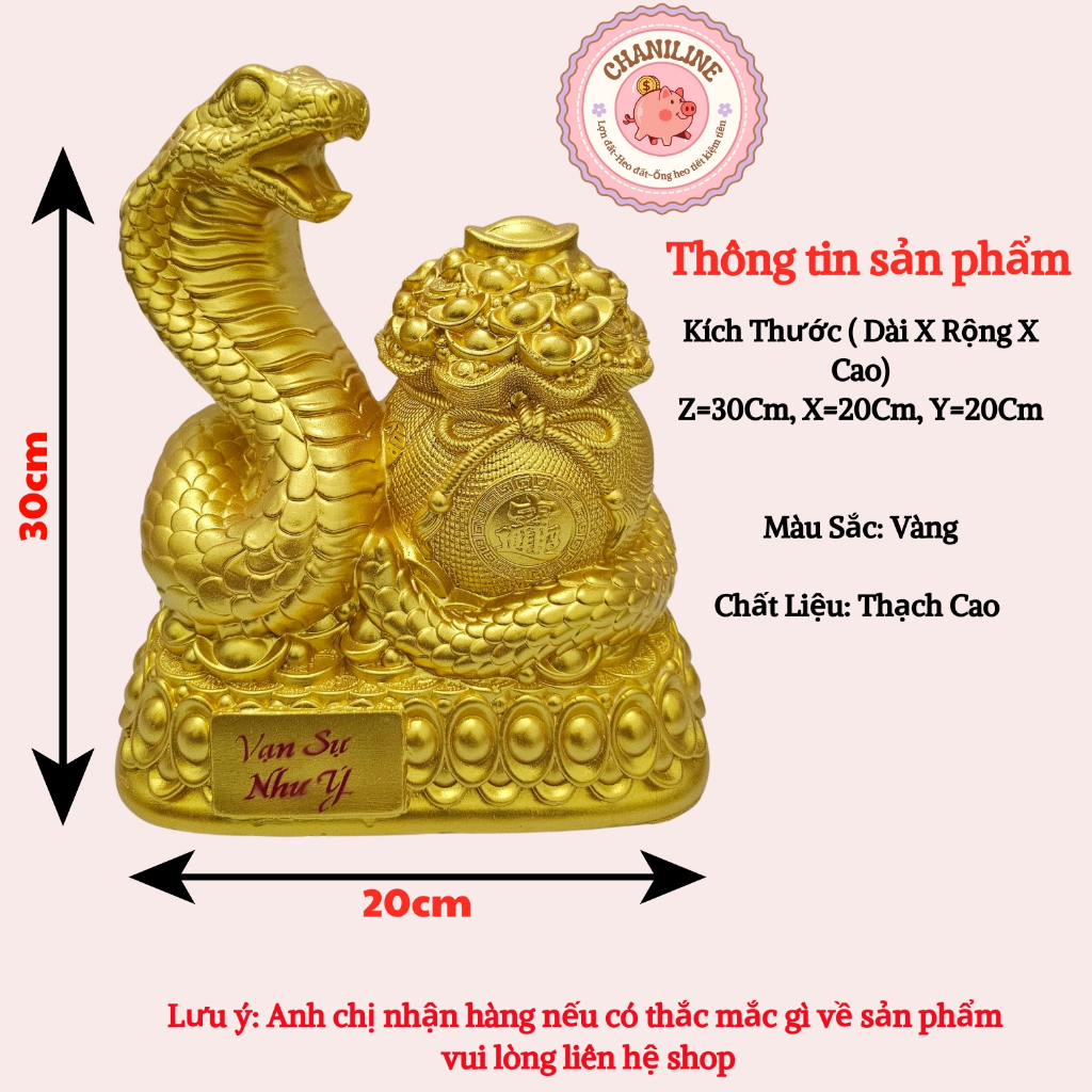 Heo Đất Lợn Đất Tết Bệ Vàng Rắn Phát Lộc SIZE TO Ống heo tiết kiệm tiền,trang trí,quà tặng CHANILINE