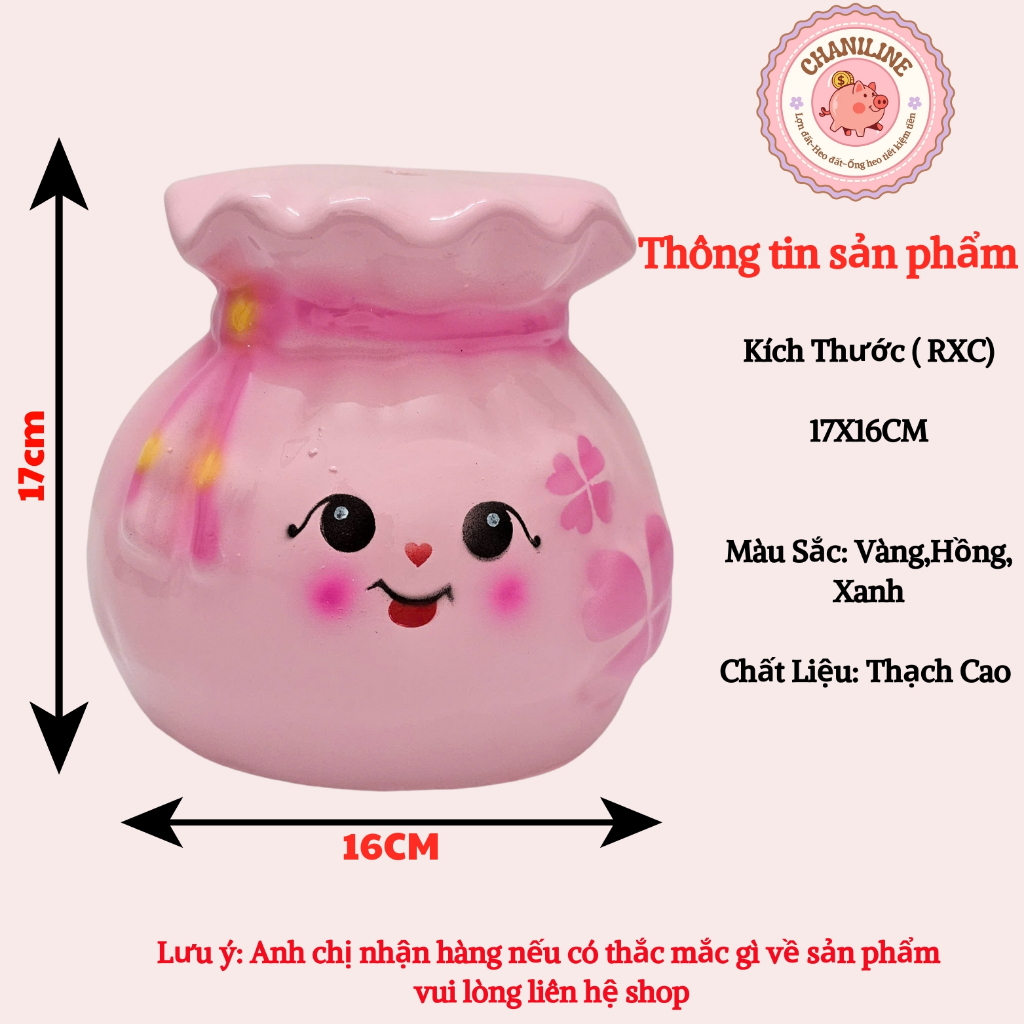 Heo Đất Lợn Đất Túi Tiền lỗ tròn(size to) cute Ống heo tiết kiệm tiền,trang trí,quà tặng CHANILINE