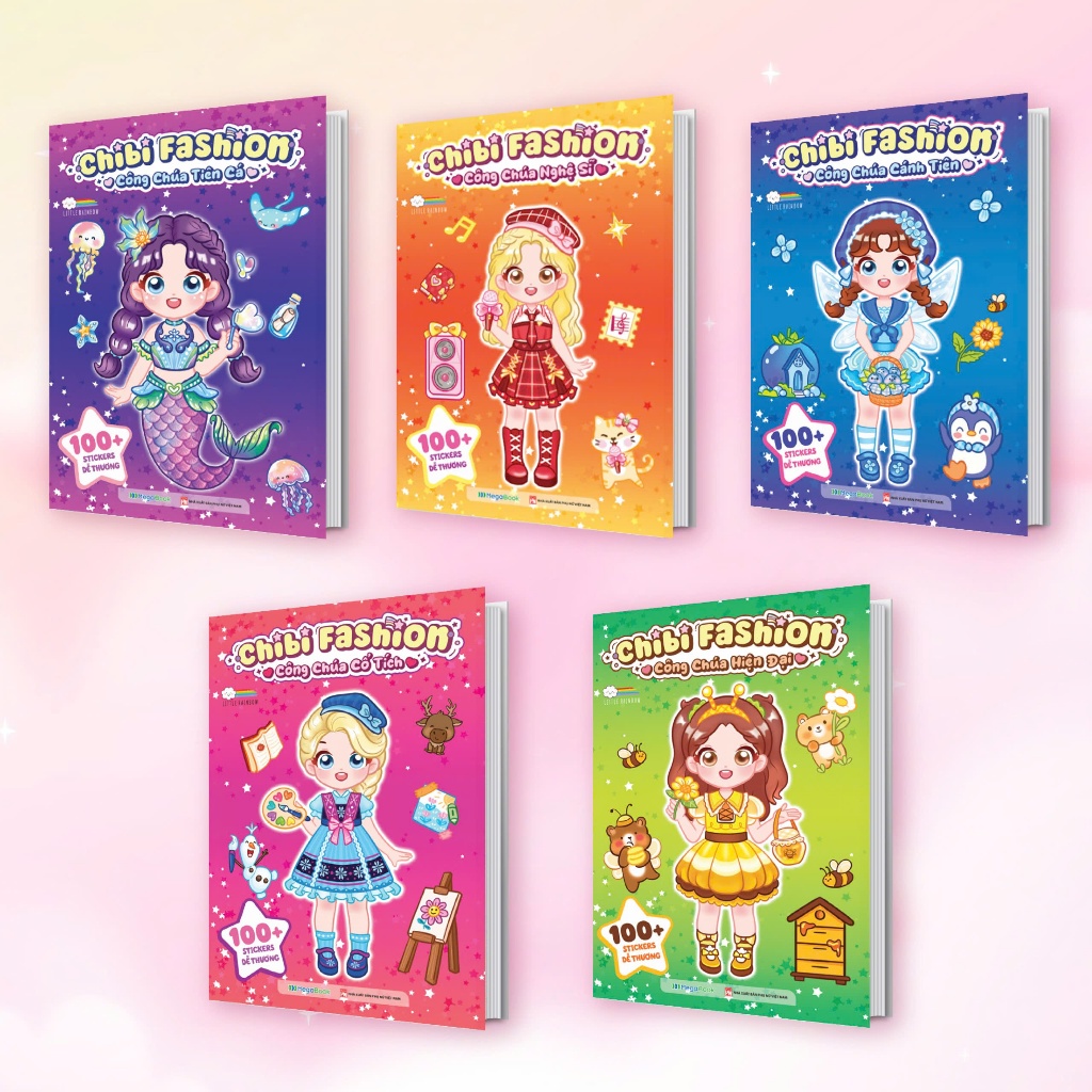 Ảnh Sách Combo 5 Cuốn Chibi Fashion (Bóc dán hơn 500+ stickers váy, phụ kiện xinh đẹp) cho bé gái 1