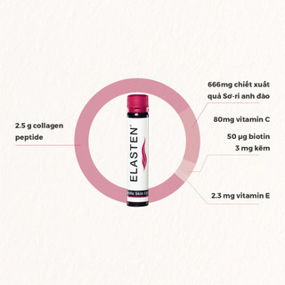 1 Hộp Collagen Elasten Giúp Da Căng Mịn, Chống Lão Hóa, Hỗ Trợ Cho Tóc Chắc Khỏe 30 ốngx25ml
