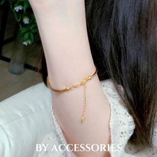 Lắc tay nữ titan kiểu vòng cung phối mặt hình trụ nhỏ xinh không gỉ