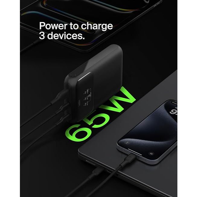 Ảnh Pin sạc dự phòng Belkin Polymer Pocket Power 20,000 mAh, sạc nhanh 65w PD màn hình hiển thị pin 3
