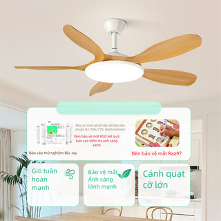Gogeous quạt trần có đèn 46/56 3 chế độ màu đèn kèm điều khiển từ xa 46/56 inch, quạt trần cánh gỗ