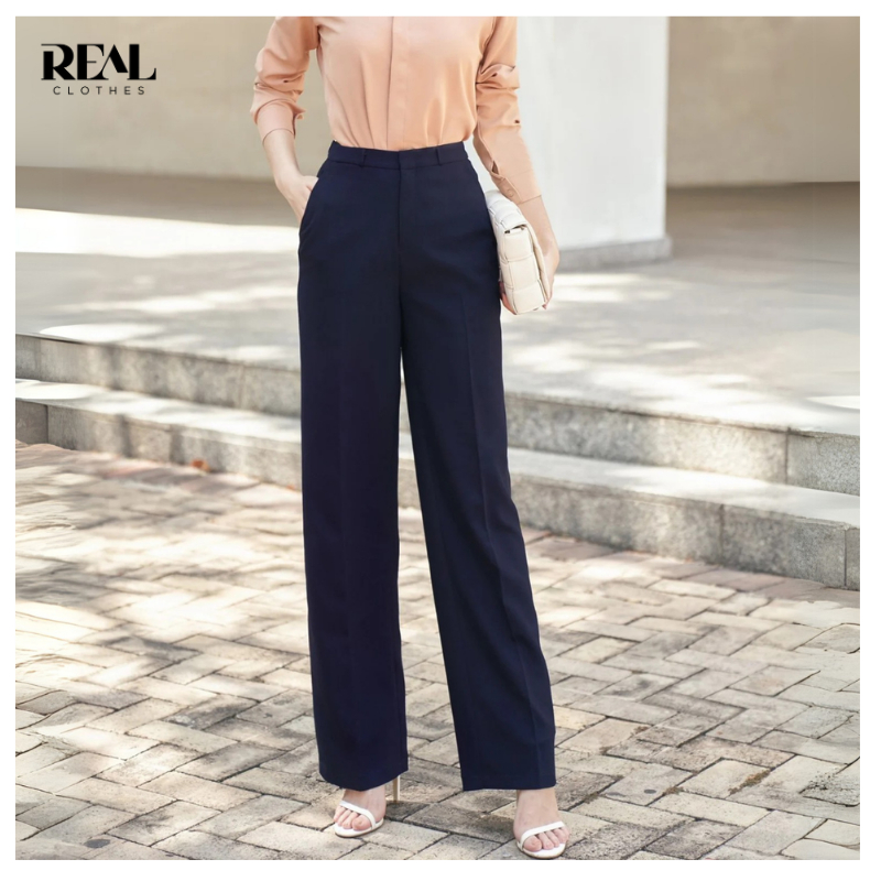Quần suông công sở ống rộng Paris REAL CLOTHES (tổng hợp màu), dáng cơ bản, có ủi li quần phía trước