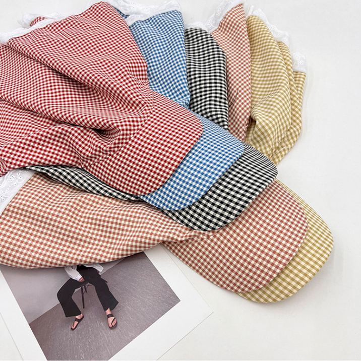 Mũ bóng chày Turban kẻ caro Ren phong cách Hàn Quốc thời trang mới Mũ lưỡi trai nữ mùa hè Mũ chống nắng