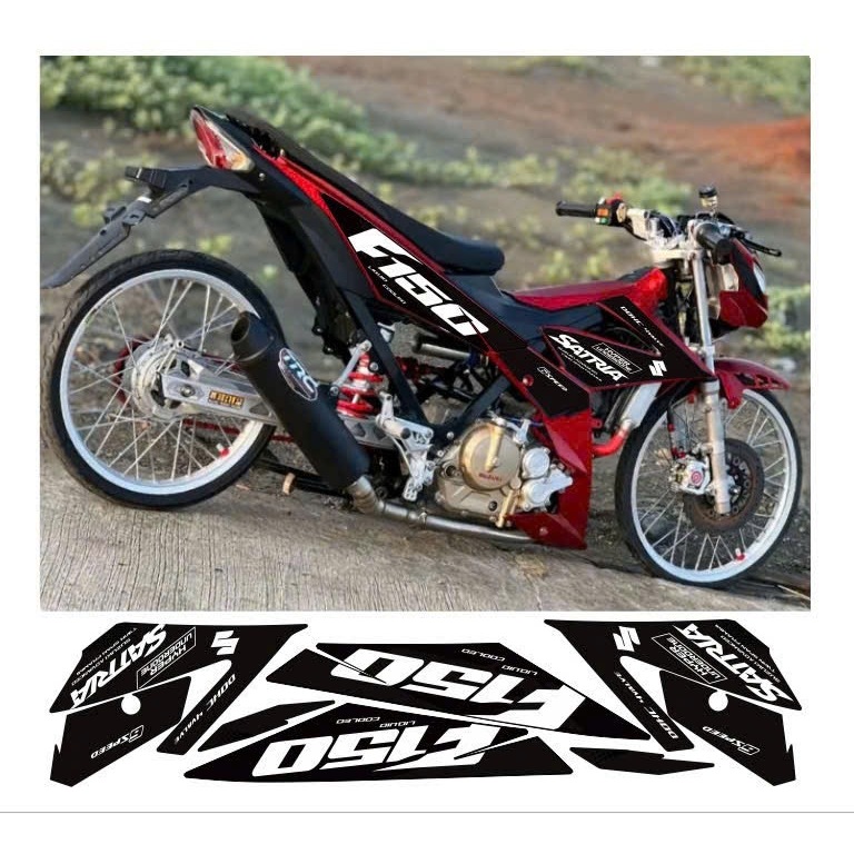 tem rời satria F150 cao cấp chất liệu  in 3 lớp chống nước không phai màu thích hợp nền đỏ,