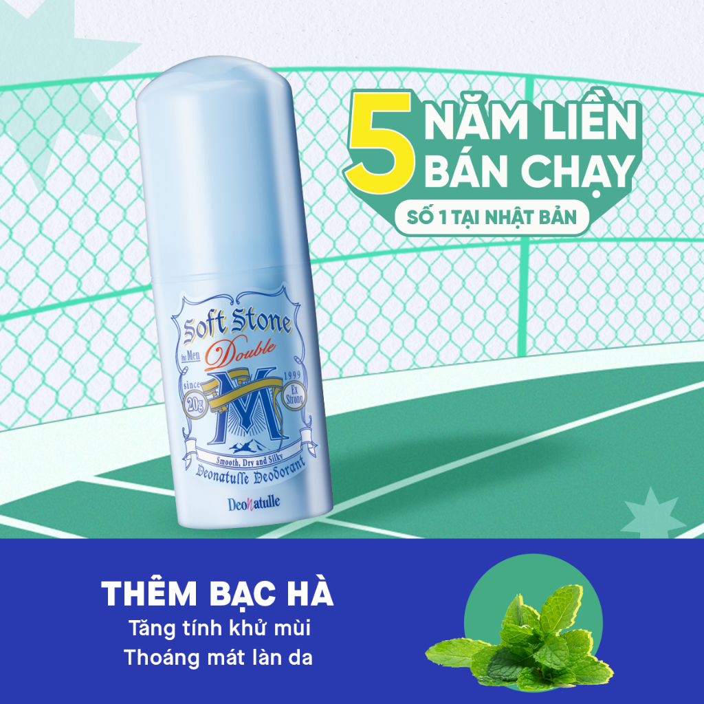 Ảnh Lăn khử mùi đá khoáng dạng sáp bạc hà Deonatulle dành cho nam Soft Stone Double Deodorant for Men 20G 4