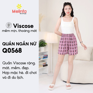 [XẢ KHO GIÁ SỐC] Quần đùi nữ, quần short kẻ nữ vải Viscose thoáng mát mềm mại mặc nhà mùa hè mã MEQ0568
