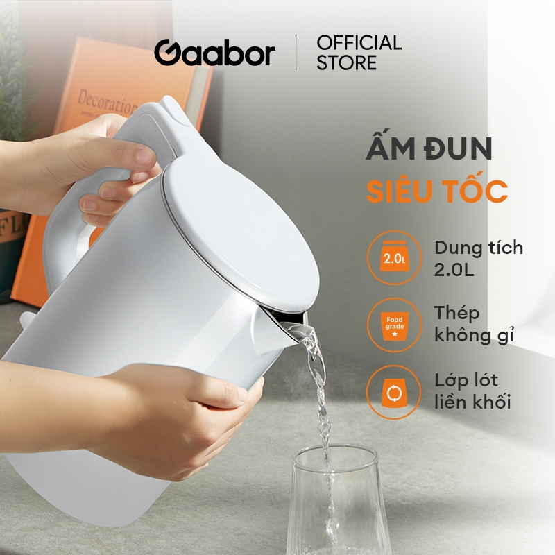Ảnh Bình đun siêu tốc Gaabor EK20M-WH01A/WH02A dung tích lớn 2L công suất 1500W lòng ấm thép đúc liền kề dễ vệ sinh an toàn 3