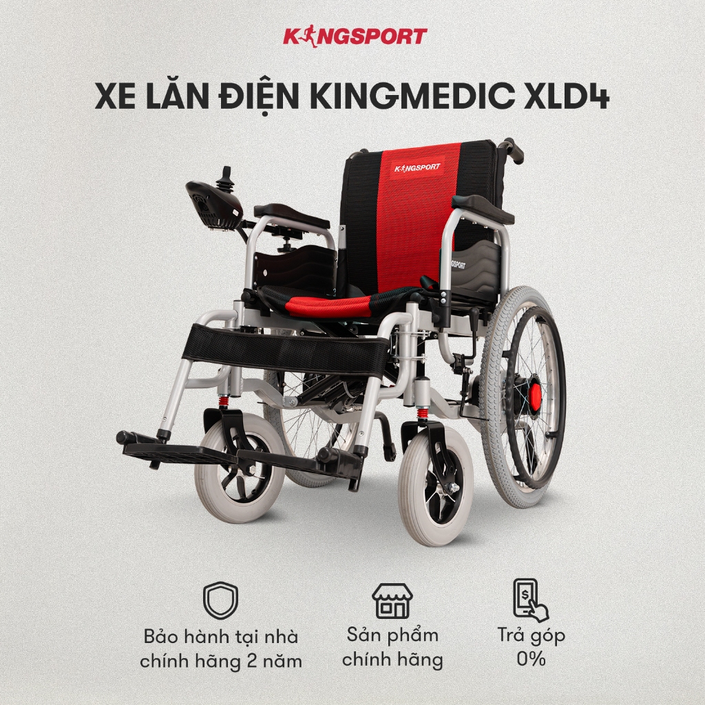 CHỈ GIAO MIỀN NAM | [TẶNG KÈM PIN, SẠC] Xe lăn điện KINGSPORT KINGMEDIC XLD4 tải trọng đến 120kg