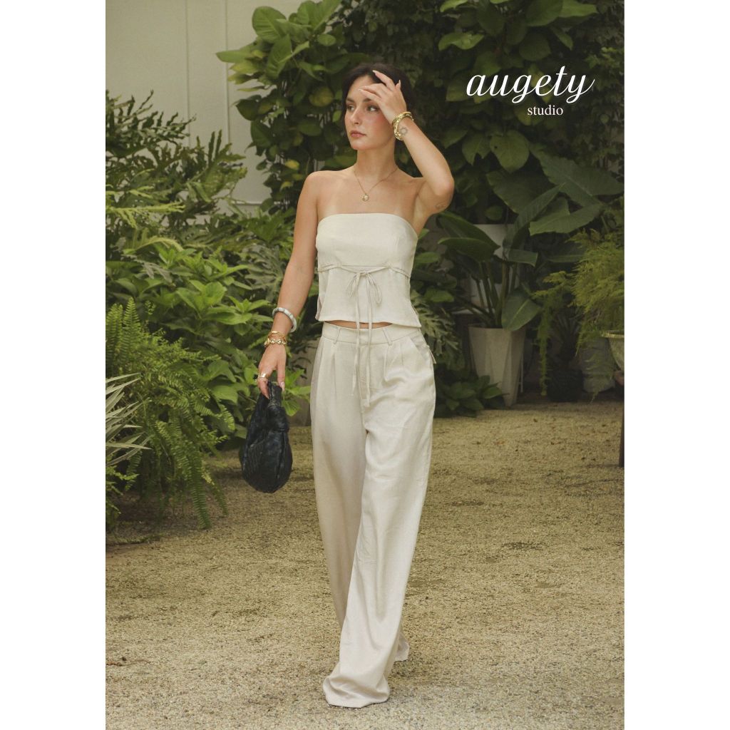 Áo Ống Lụa Croptop Xẻ Tà Thắt Dây Nơ Augety Studio ELLIE TUBE TOP