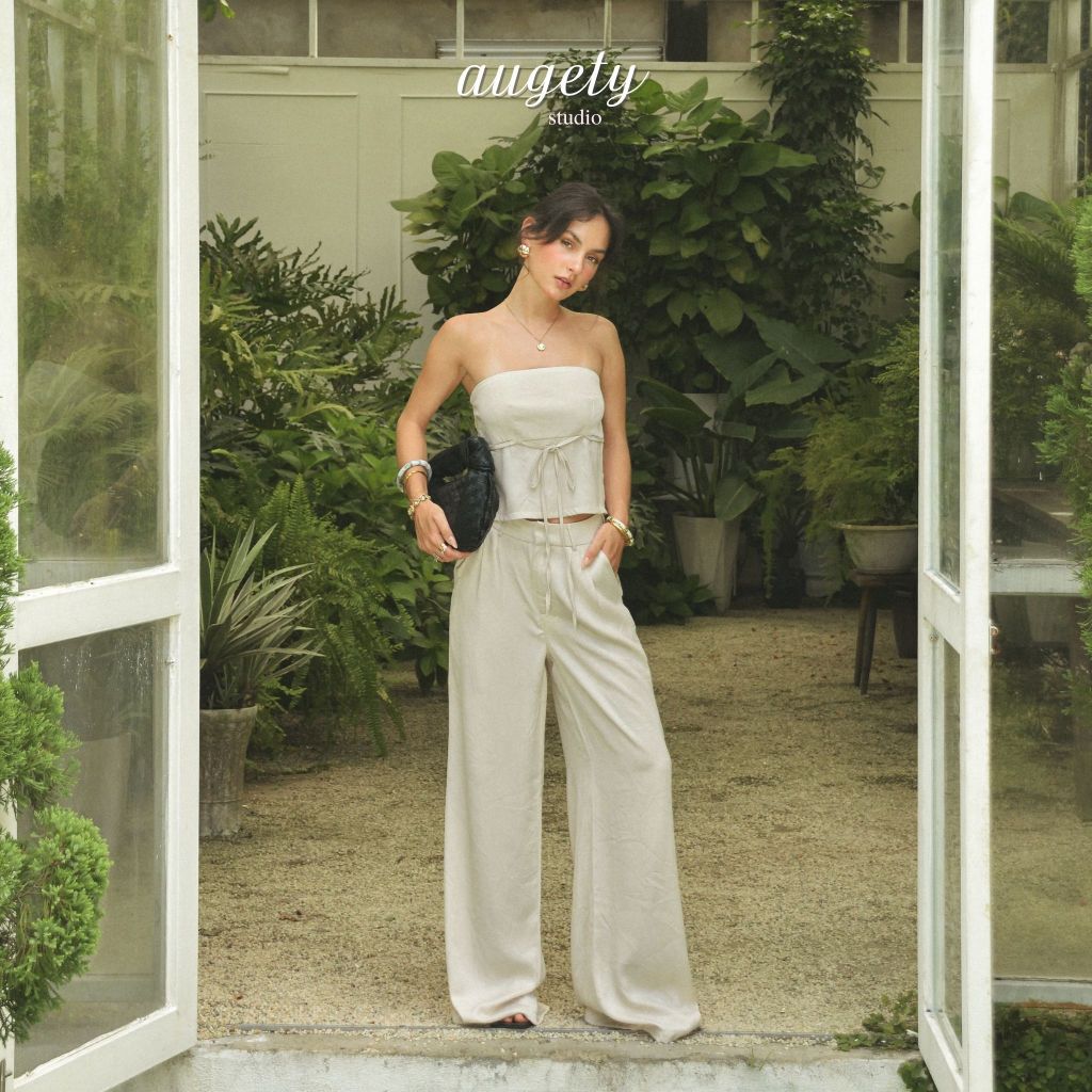 Áo Ống Lụa Croptop Xẻ Tà Thắt Dây Nơ Augety Studio ELLIE TUBE TOP
