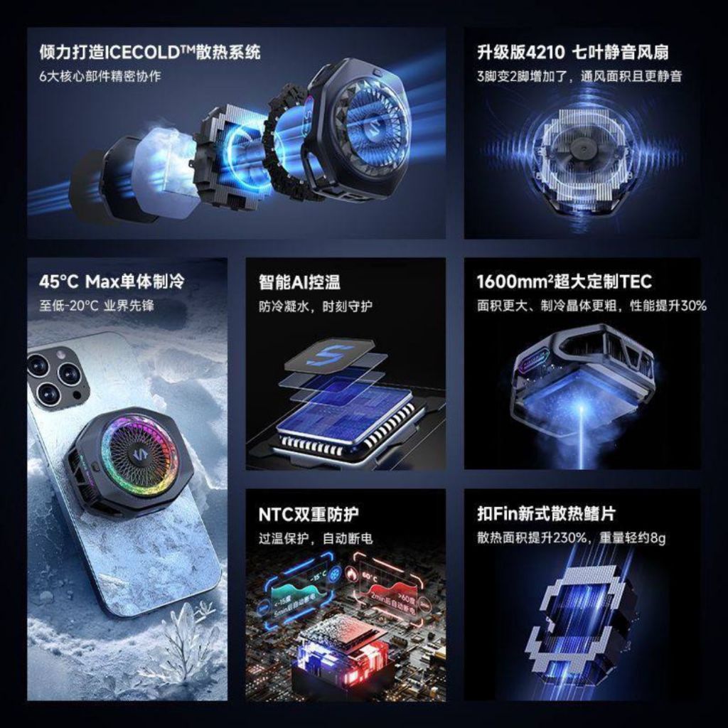 Quạt Tản Nhiệt Sò Lạnh Black Shark Cooling Back Clip 5 Pro 35W Làm Mát Từ Tính BR52 - Chính Hãng | BigBuy360 - bigbuy360.vn