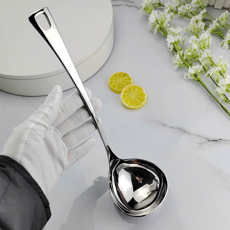 Muôi Vá Canh Inox 316 Trơn Size Lớn 35.5x9cm Muôi Canh Size Đại Muôi Canh Cán Cầm Không Nóng
