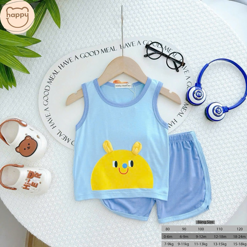(LPBL 03) Bộ Ba Lỗ In Hình Tai Thú Dễ Thương Chất Vải Thun Lạnh Thoáng Mát Cho Bé Từ 7-18kg